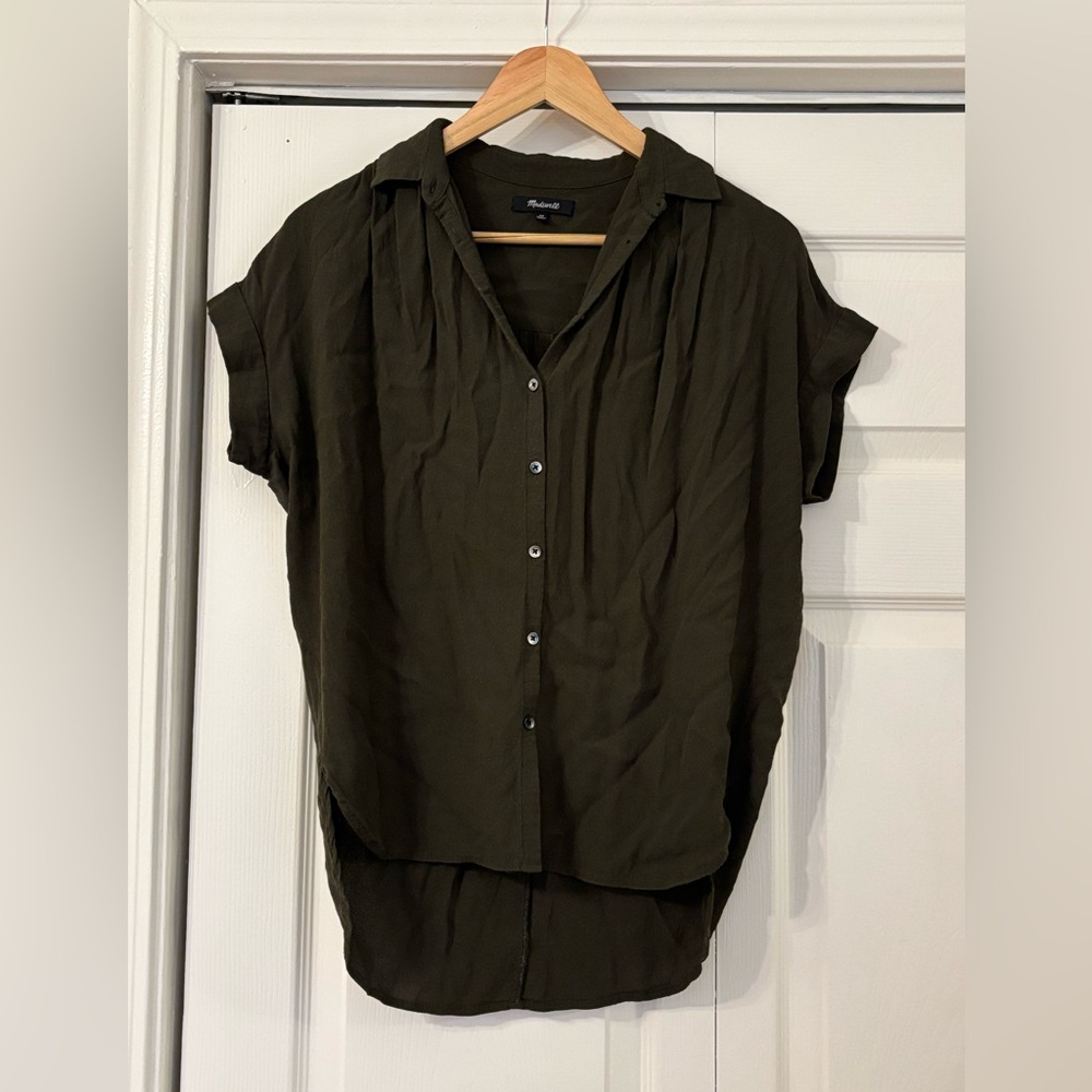 Madewell Drapey Central Shirt Olive Green XS